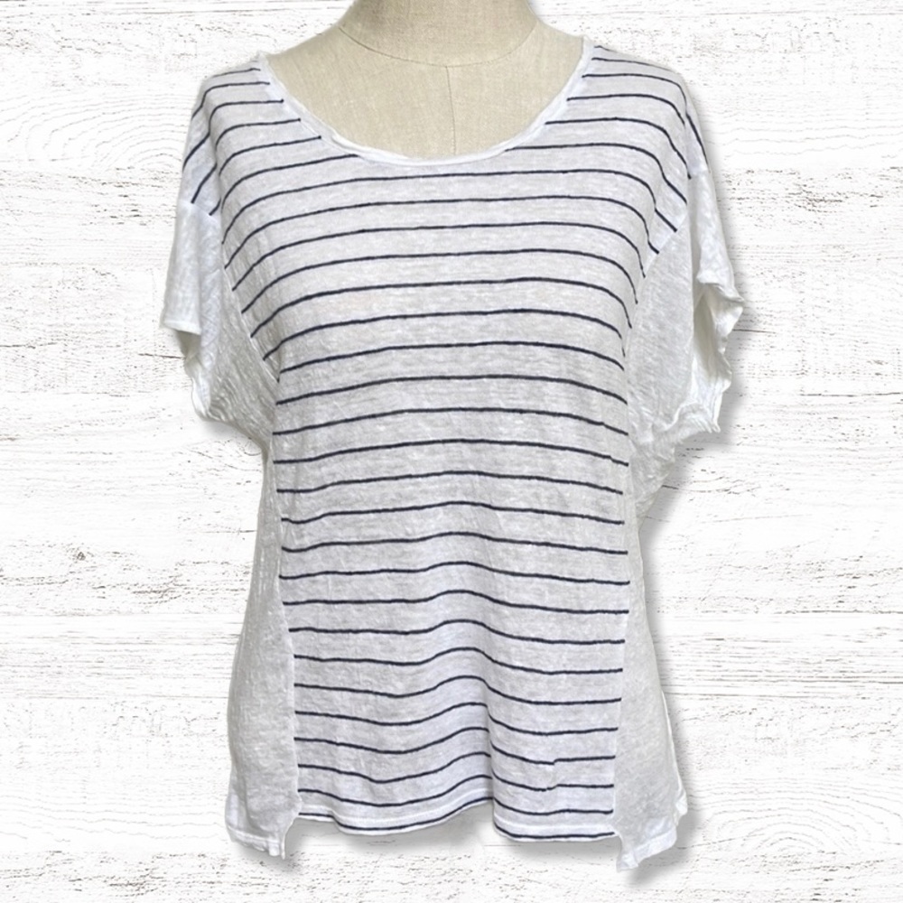 { Vince } - Striped Linen Swing Shirt